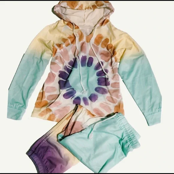 Tie-Dye Casual Joggers/ Leisurewear Watercolor Bottoms SZ LG - Picture 4 of 12